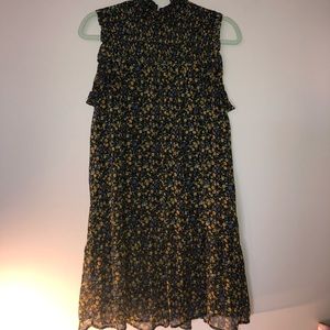 High neck floral mini dress